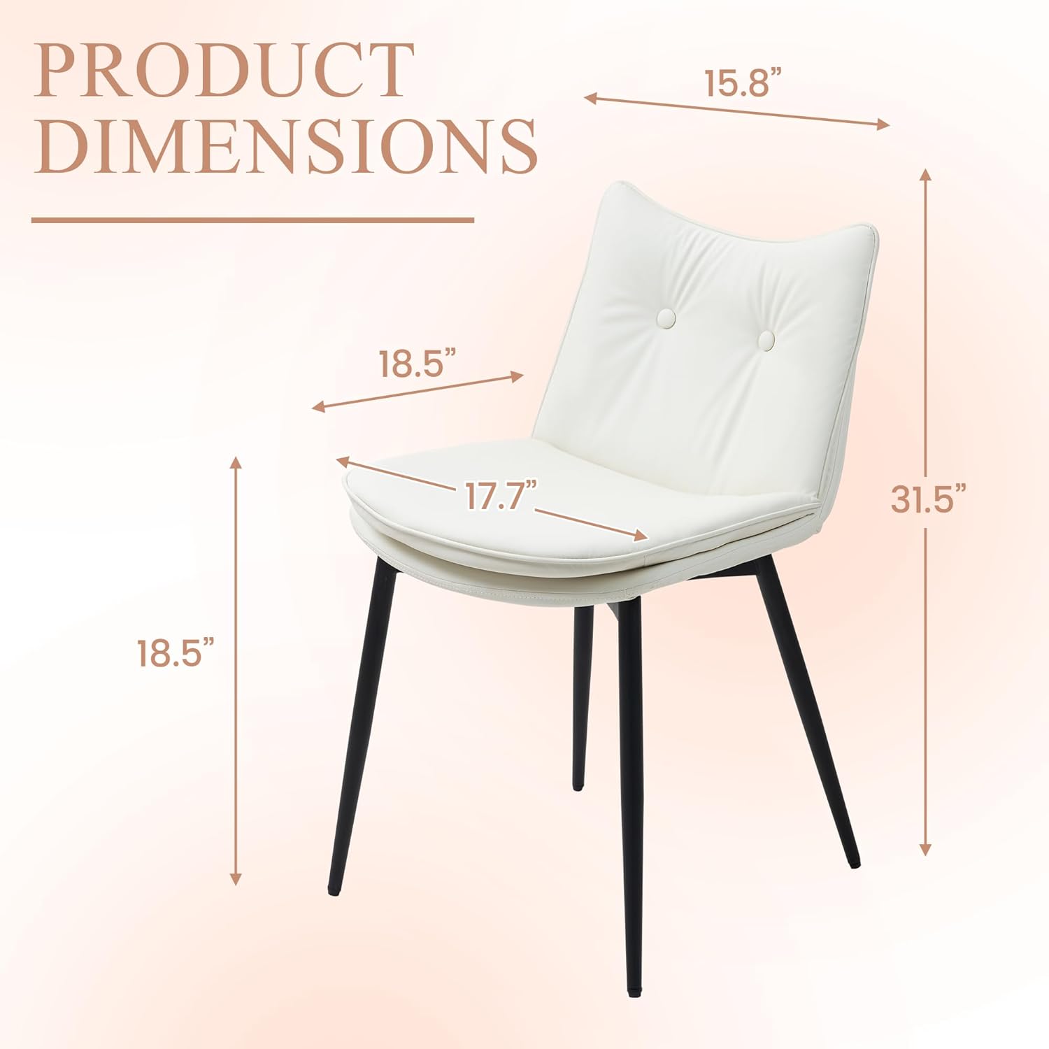 AVAWING Dining Chairs Set of 4, Faux Leather Upholstered Kitchen Chairs with Button Tufted Back and Adjustable Footpads, Armless Accent Chairs for Dining Room and Living Room, White