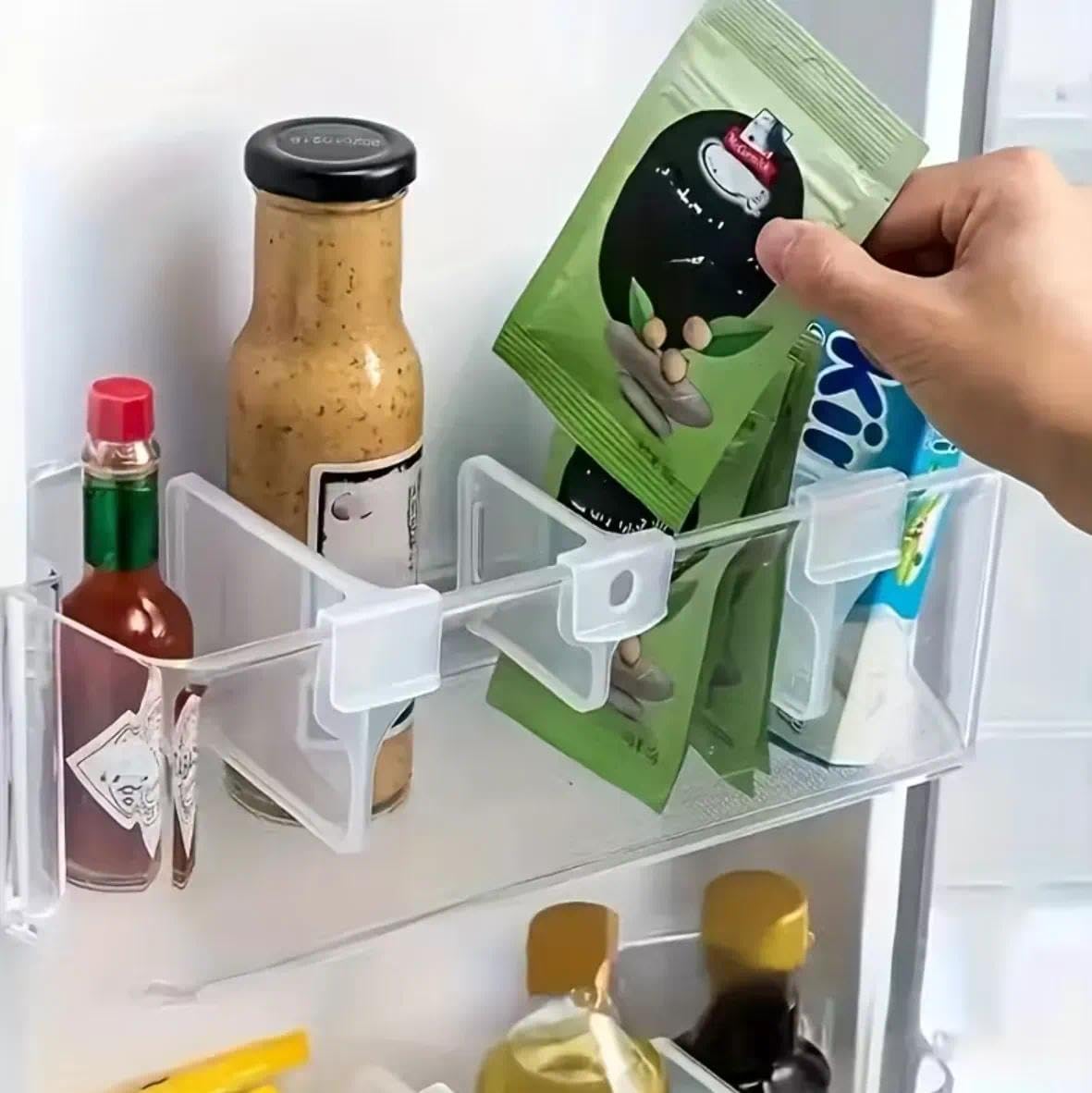 10 Pcs Thick Adjustable Transparent Refrigerator Side Door Organizers, Multifunctional Storage Space Saver Bins