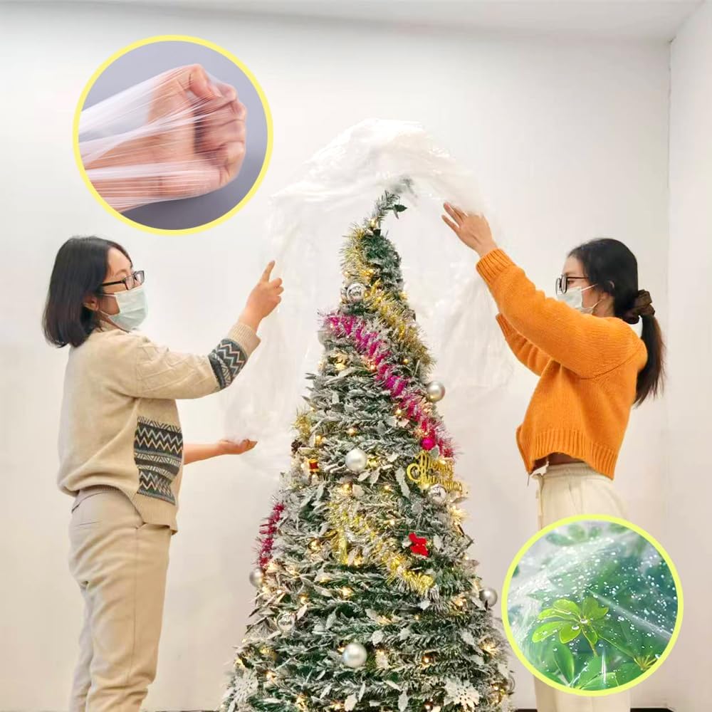 TopSoon Christmas Tree Removal Bag 9-Feet Tall by 6-Feet Wide Christmas Tree Disposal Bag Plastic Patio Furniture Cover Large Clear Storage Bag