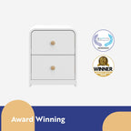 Storkcraft Next Santos 2-Drawer Nightstand, White with Natural | GREENGUARD Gold Certified, Pre-Installed Drawer Tracks for Easier Assembly, Nightstand Organizer for Kids Bedroom