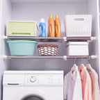Hershii Expandable Closet Tension Shelf Rod Adjustable Storage Rack Heavy Duty DIY Organizer Divider for Wardrobe Cupboard Kitchen Bathroom