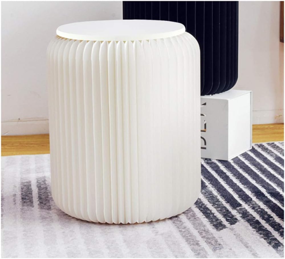 Modern White Paper Stool Foldable - 11 inch Heigh - Compact, Sturdy & Portable Honeycomb Structure Low Stool Chair for Fitting Room, Exhibition Halls, Shopping Malls, Office