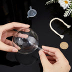 SUPERFINDINGS 2 Sets Clear Glass Oil Lamp Round Refillable Liquid Petite Oil lamp 8 x 7.4 cm Burning with Wick and Holder Included for Indoor Lighting and Outdoor Events