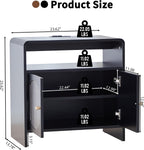 23.6" Modern Black Nightstand Set of 2 with Chariging Station 2AC+USB+Type-C, Classic Striped Side Table with Door+Storage Shelf, Rectangle End Table for Living Room, Bedroom (2, Black)