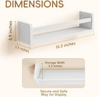 Floating Wall Nursery Book Shelves for Bedrooms Kids 16.5 Inch White Wooden Baby Book Shelf for Kids Rooms Set of 3 Nursery Shelves for Wall Mounted Toddler Bookshelf for Kids Wall