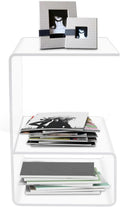 Modern Acrylic Side Table, 3-Tier End Table for Small Spaces, Clear Bedside Tables with 22lbs Capacity for Living Room, Bedroom, Bathroom, Apartment