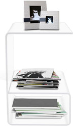 Modern Acrylic Side Table, 3-Tier End Table for Small Spaces, Clear Bedside Tables with 22lbs Capacity for Living Room, Bedroom, Bathroom, Apartment