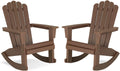 Psilvam Adirondack Rocking Chair Set of 2, Eco-Friendly Wood-Style Outdoor Patio Rocker - Heavy Duty 350 lbs Capacity, All-Weather Recycled Plastic, Easy Assembly (Brown)