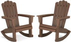 Psilvam Adirondack Rocking Chair Set of 2, Eco-Friendly Wood-Style Outdoor Patio Rocker - Heavy Duty 350 lbs Capacity, All-Weather Recycled Plastic, Easy Assembly (Brown)