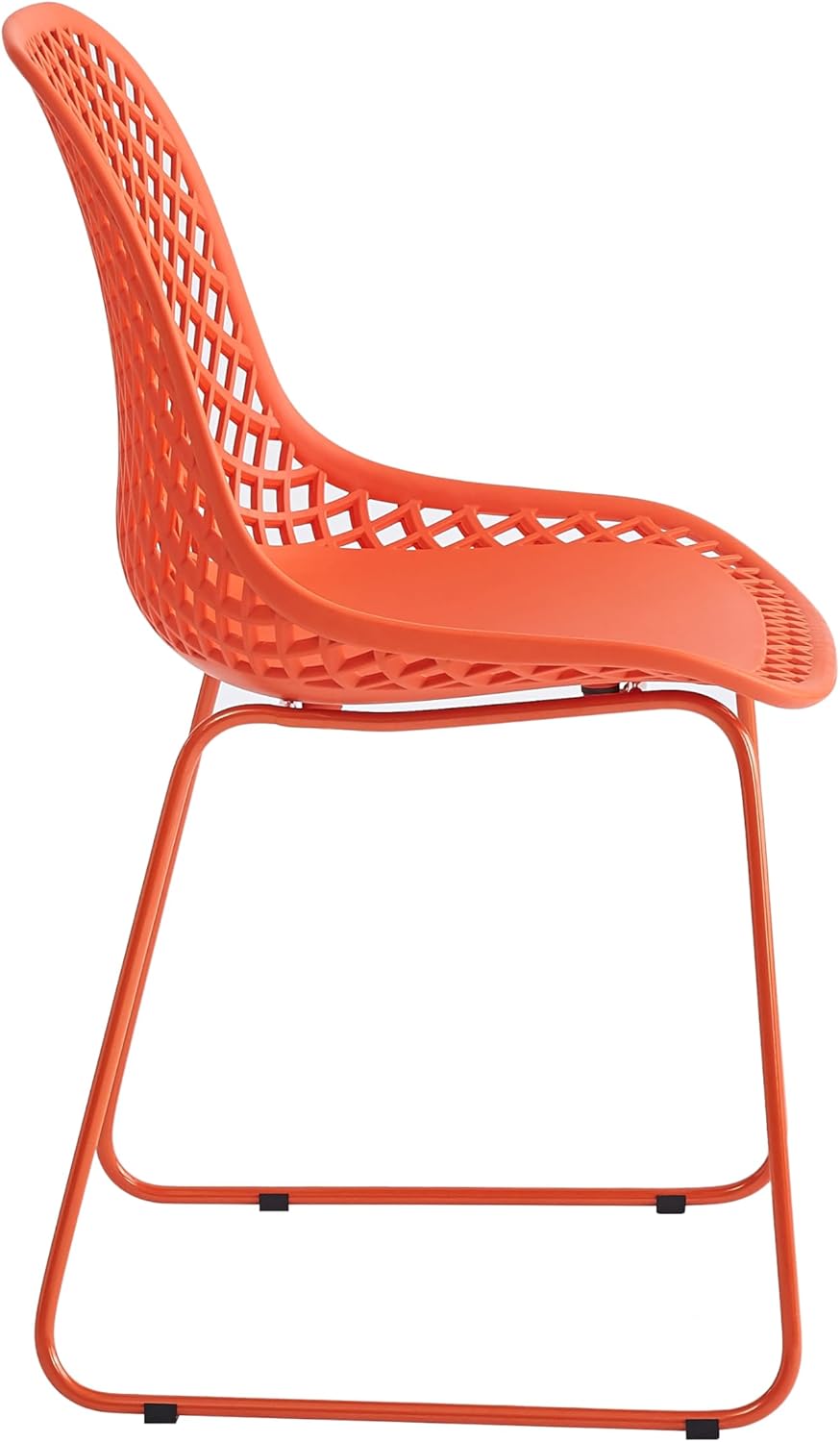 Modern Dining Chairs Set of 4, Stable Plastic Kitchen Chairs with Metal Sled Base for Dining Room (Blood Orange)