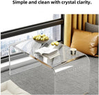 Acrylic Coffee Table, Side Table, Small Tea Table, Sofa Side Table, Small Bedside Table, Simple and Modern, Modern C-Shaped Acrylic Side Table(Brown,30 * 30 * 55cm)