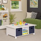 RiverRidge Kids Desk and Activity Table with 6 Storage Cubbies for Folding Bins - Art Craft or Train Table Design for Play Area Toy Organization - White