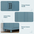 Scurrty Sideboard Buffet Cabinet, 62'' Large Storage Cabinet with Drawers and 4 Doors, Vintage Coffee Bar Cabinets with Adjustable Shelf for Kitchen, Living Room, Blue