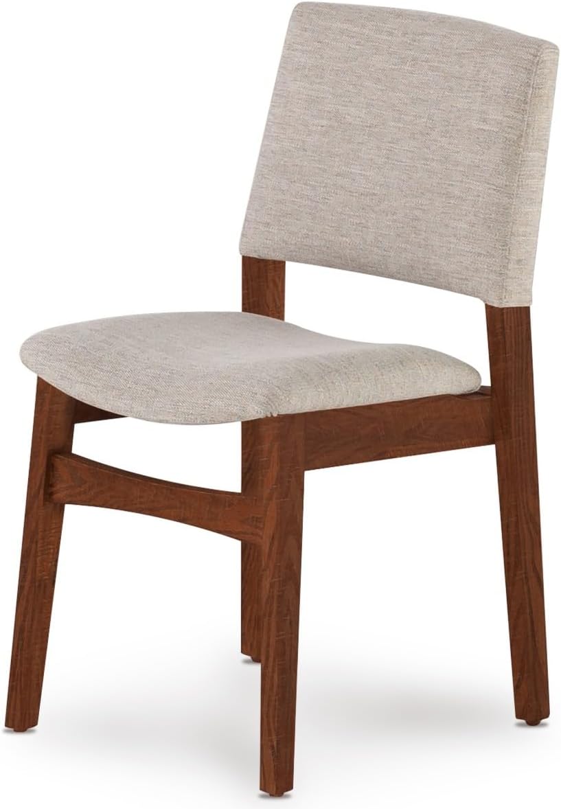 Transformer Table - Solid Wood Dining Chairs, Stackable Modern Wooden Dining Chair with Ergonomic Back, Brown (Set of 2)