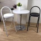 Foldable High Chair with Back Support & Footrest Round Padded Seat for Home Kitchen Office(Black,65cm/26inch)
