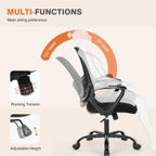 Sweetcrispy Home Office Managerial Executive Chair with Ergonomic Design, Mid-Back Mesh 360° Swivel, Comfortable Lumbar Support, Comfy Arms for Bedroom,Study,Student, Black