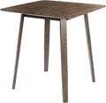 PrimeZone Counter Height Bar Table - Mid-Century Modern Kitchen Dining Table with Solid Wood Legs Load 300 LBS, Versatile Square High Top Desk 36" Ideal for Dining Room Home Bar Pub Cafe