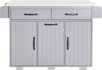 Ball & Cast Kitchen Island with Trash Can Storage Cabinet,Kitchen Cart W/Drop Leaf,Spice Rack,Towel Rack and Drawers,Rolling Kitchen Islands on Wheels W/Adjustable Shelf for Dining Room,Grey