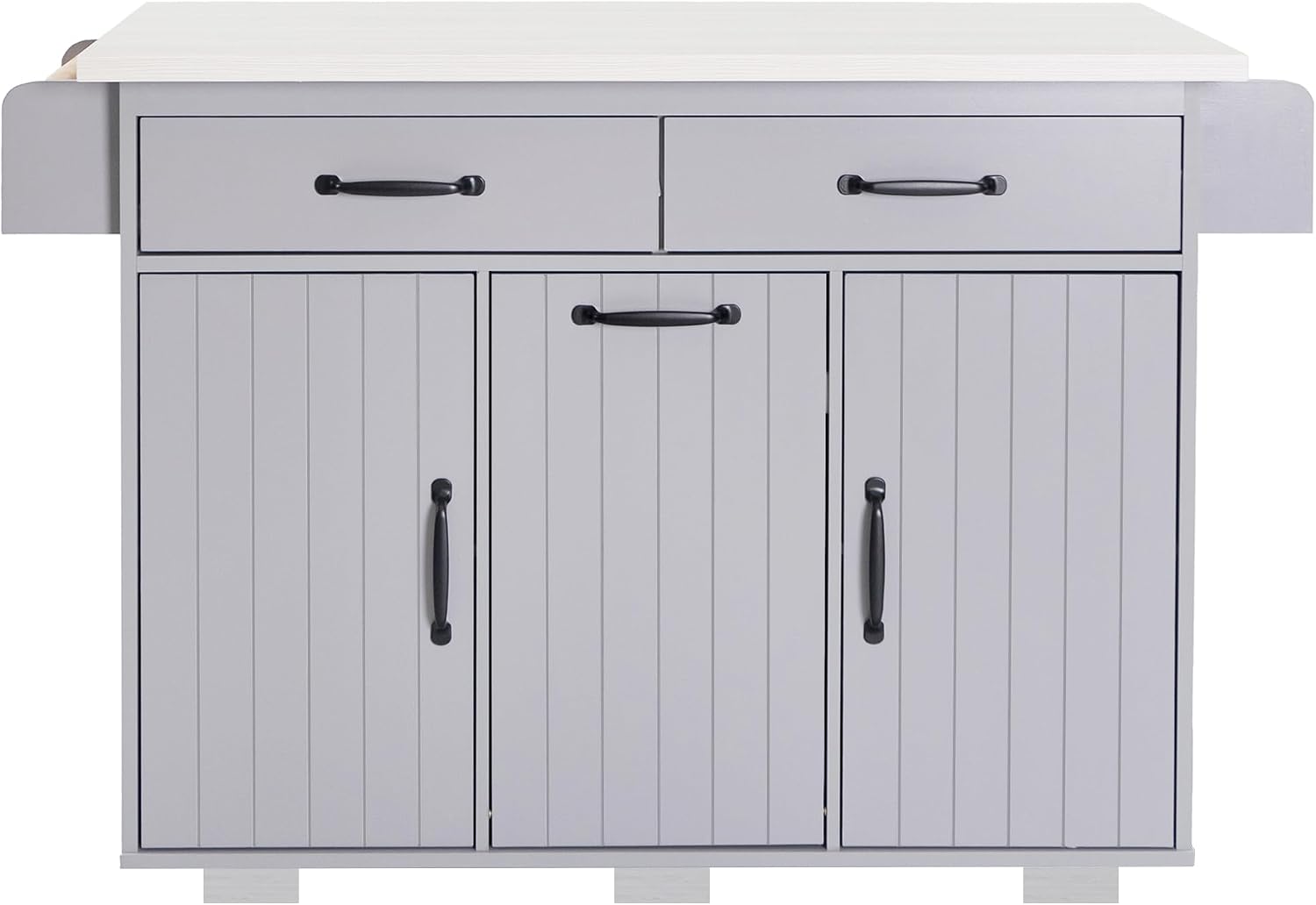 Ball & Cast Kitchen Island with Trash Can Storage Cabinet,Kitchen Cart W/Drop Leaf,Spice Rack,Towel Rack and Drawers,Rolling Kitchen Islands on Wheels W/Adjustable Shelf for Dining Room,Grey