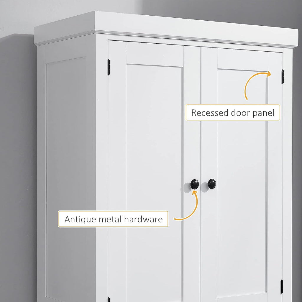 72" Freestanding Kitchen Pantry Cabinet, Tall Storage Cabinet with 2 Door Cupboards, Drawer and Adjustable Shelves, White,16 * 30 * 72.5