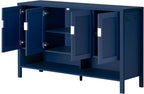 Virubi 55" Sideboard Buffet Cabinet with Storage and Double Hooks, Modern Wood Coffee Bar Cabinet with Open Shelf and 2-Tiers Adjustable Shelves for Living Room, Hallway, Dining, Navy Blue