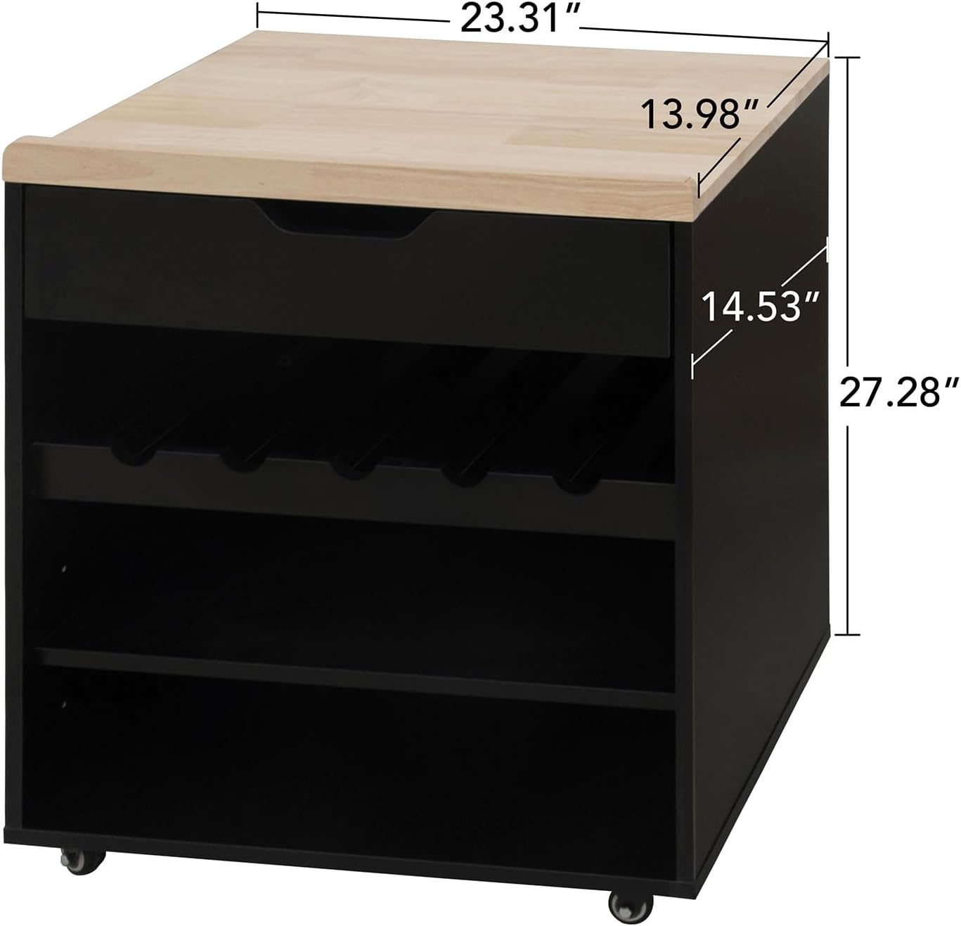 69" Kitchen Pantry Cabinet with Microwave Stand & Rolling Cart - Freestanding Storage Cabinet, 3 Rattan Doors, Adjustable Shelves, Anti-Tip Design for Kitchen, Dining Room, Black