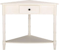 SAFAVIEH Furniture - Gomez 1-Drawer Corner Table - Ivory - Solid Wood - Classic Corner Storage Design - Ideal for Entryway, Living Room, Home Office, 33.1" W x 17.3" D x 28" H (AMH5709K)