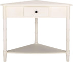 SAFAVIEH Furniture - Gomez 1-Drawer Corner Table - Ivory - Solid Wood - Classic Corner Storage Design - Ideal for Entryway, Living Room, Home Office, 33.1" W x 17.3" D x 28" H (AMH5709K)