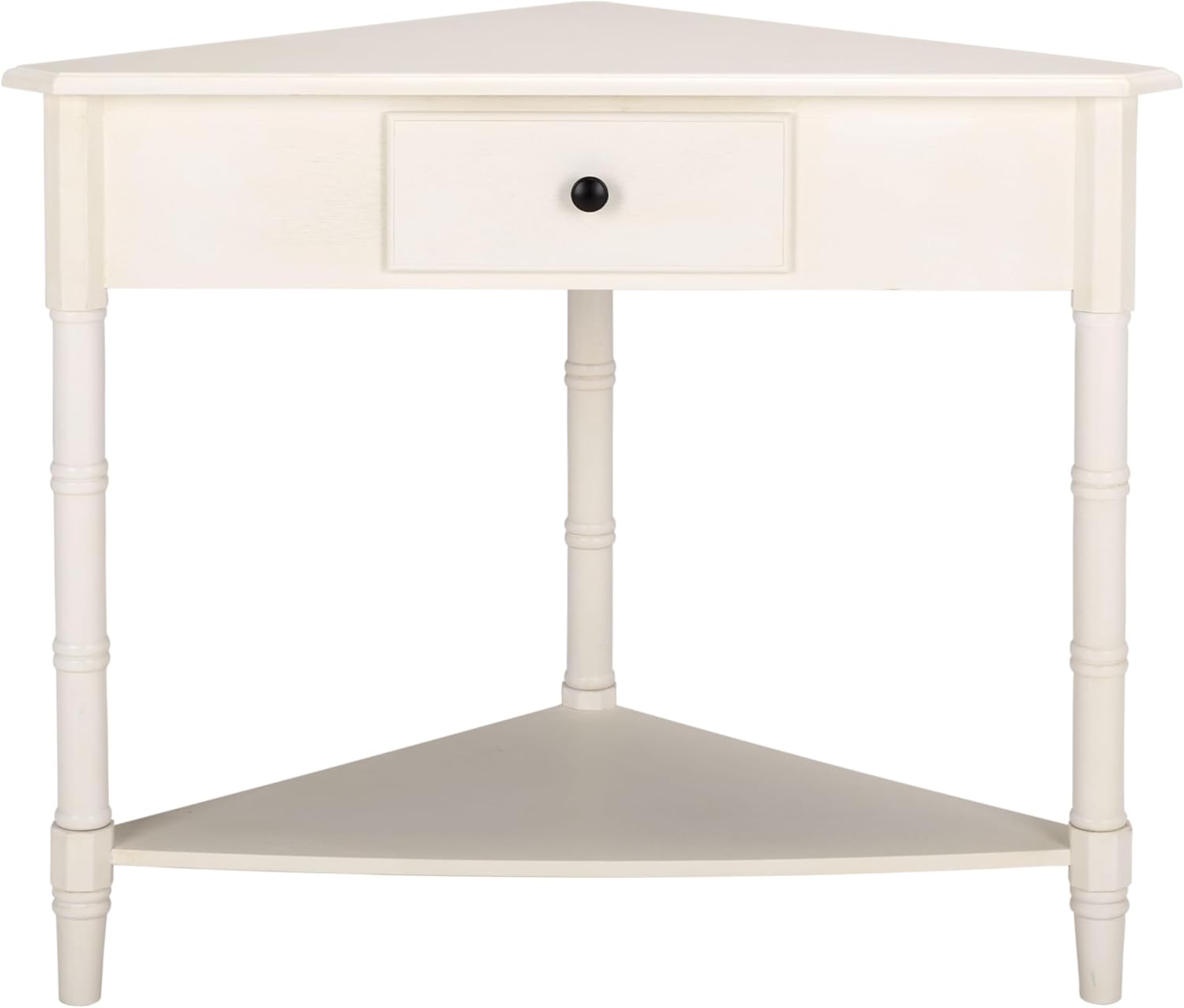 SAFAVIEH Furniture - Gomez 1-Drawer Corner Table - Ivory - Solid Wood - Classic Corner Storage Design - Ideal for Entryway, Living Room, Home Office, 33.1" W x 17.3" D x 28" H (AMH5709K)