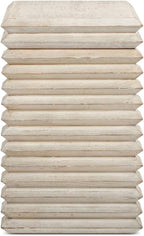 Jennifer Taylor Home Veda 20" Reclaimed Wood Stacked Geometric Waterfall Side Table, Whitewashed Natural Reclaimed Pine Wood