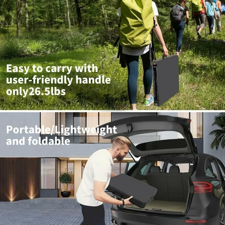 4FT Folding Table Heavy Duty 350 LBS, 3 Adjustable Heights Fold-in-Half Portable Table with HDPE Waterproof Top for Camping, Party, Craft, Card Game - Coffee Table to Dining Height, Indoor Outdoor