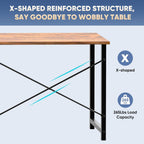 DUMOS 31 Inch Small Computer Desk for Home Office, Modern Study Writing Gaming Work Table Simple Style for Bedroom with X-Shaped ReInchforcement, Rustic Brown