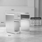 Stainless Steel Side Table, Modern End Table with Double Storage, One-Piece Forming Design, No Assembly, Silver Accent Table for Living Room Bedroom Balcony (2.0 Thickness)