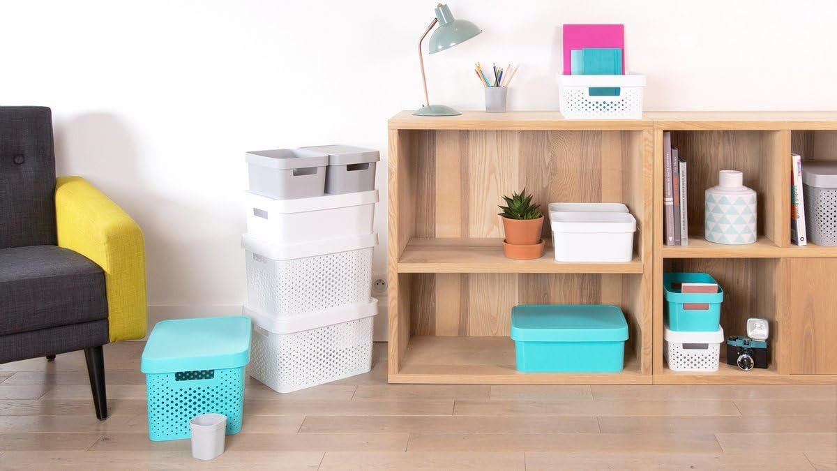 Curver 04760-N23-00 Infinity Storage Box Infinity Gepunktet 10,55x7,32x4,88in in White