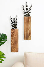 Wall Vases Set of 3 with Artificial Plants Wooden Hanging Planter Vases for Farmhouse, Modern & Rustic Home Decor Living Room, Bedroom, Kitchen, Office Decoration with Faux Greenery