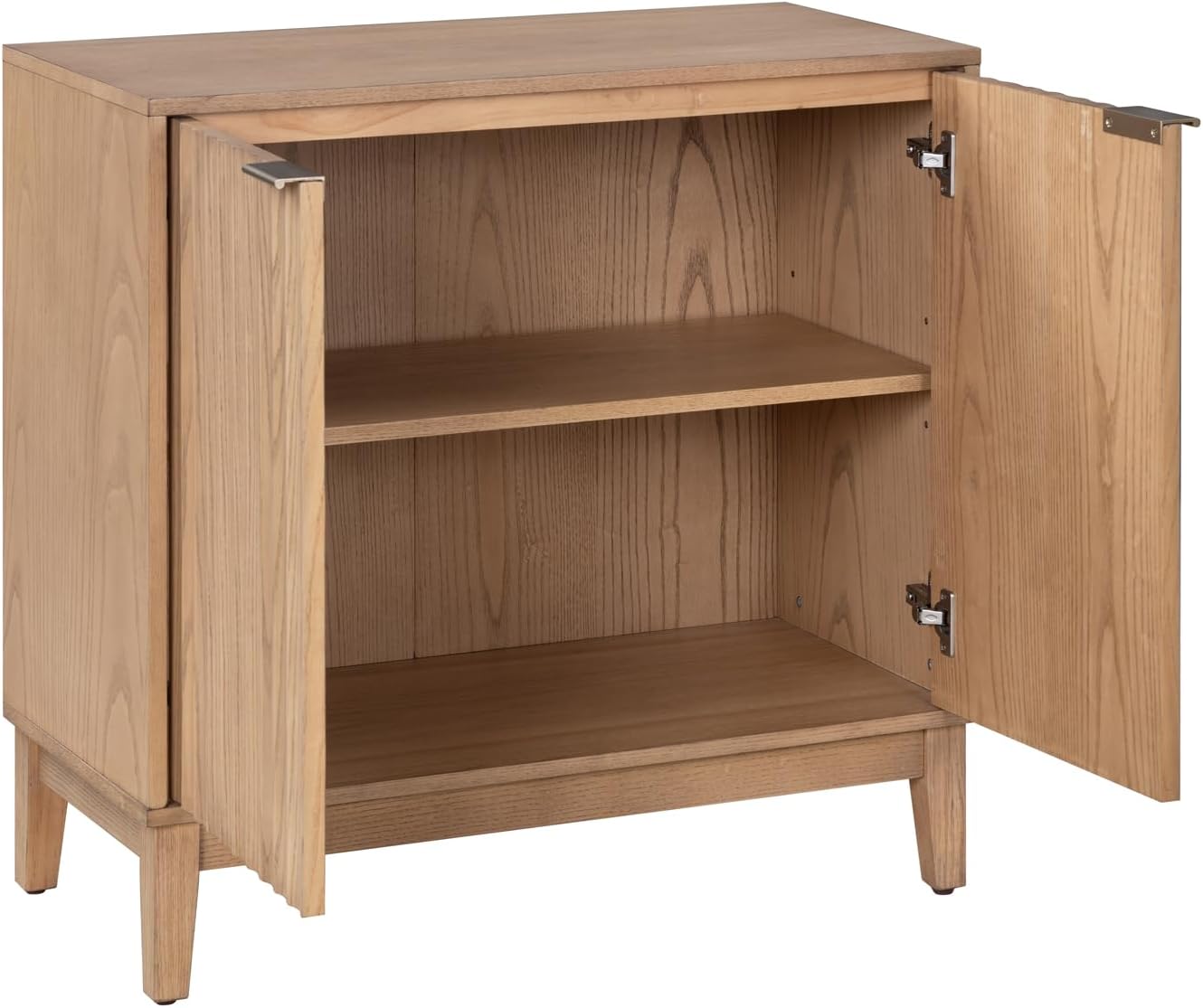 Modern Fluted Accent Credenza - Sideboard Buffet Cabinet with Doors & Adjustable Shelves, Multi-Functional Storage Cabinet for Living Room, Dining Room, Hallway & Entryway (Natural Ash)