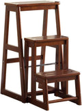 Step Stool Solid Wood Step Stool with 3 Steps | Lightweight & Foldable Multipurpose Ladder Shelf - Capacity 150kg