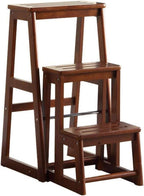 Step Stool Solid Wood Step Stool with 3 Steps | Lightweight & Foldable Multipurpose Ladder Shelf - Capacity 150kg