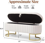 50.5" Velvet Storage Bench for Bedroom, Queen Size End of Bed Bench with Gold Legs, Modern Glam Channeled Tufted Ottoman Bench for Entryway, Living Room, Window Seat, Beige