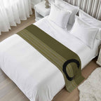 Bed Runner for King Size, Olive Green Striped Decorative Scarf Throws for Foot of Bed, Black Geometric Vintage Stripes Ombre Luxury Bedding Protector Slipcover Bedrunners for Hotel/Home, 94 x 20 Inch