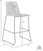 armen LIVING Shasta Indoor Outdoor Patio Metal and Black Rope Stackable Barstool, 30" Seat Height, Set of 2