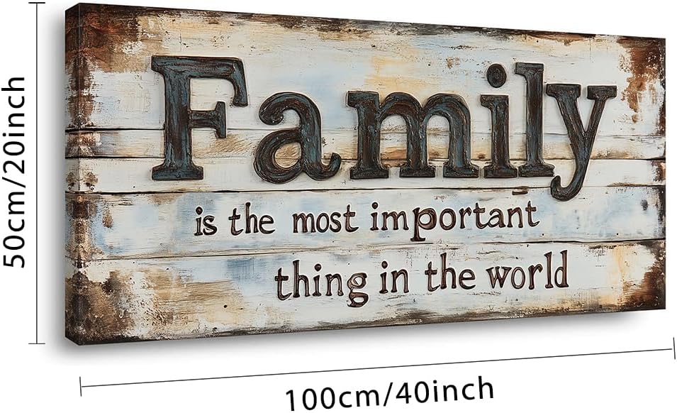 Ggaafet Retro Family Quotes Wall Art for Bedroom Canvas Painting Prints Family is the Most Important Thing in the World Rustic Farmhouse Art Deco Modern Artwork Office Kitchen Dining Room Decor
