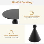 Modern Metal Side Table, Small Black/White End Table 15.7" Round Coffee Table TV Tray for Living Room Bedroom Office (Black)