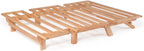 Nirvana Futons Tri-Fold Futon with Mattress Included (Microfiber Fudge, Natural Finish Solid Wood) - Full Size 13 Position Sofa Bed, Lounger, and Couch