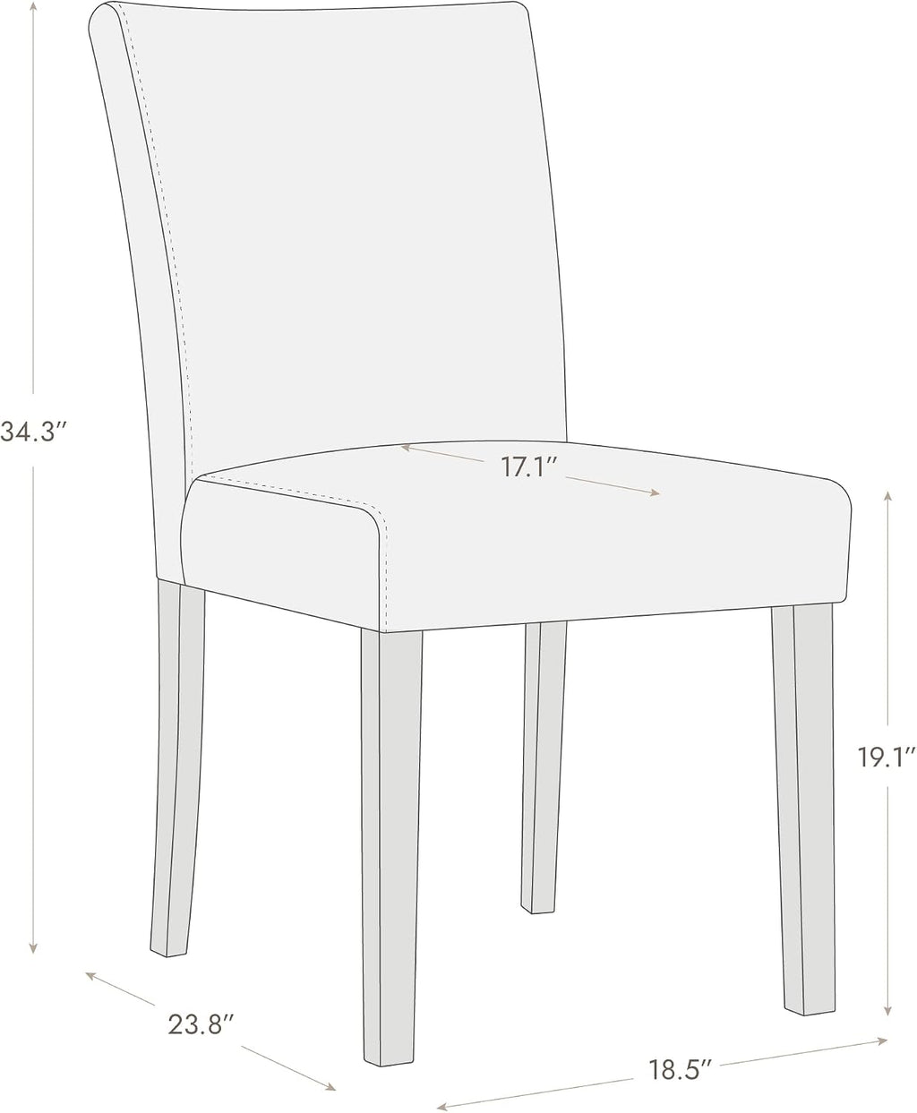 Watson & Whitely Upholstered Dining Chairs Set of 4, Fabric Armless Dining Room Chairs with Solid Wood Legs & Back Side Chair for Kitchen, Living Room, Restaurant, Gray