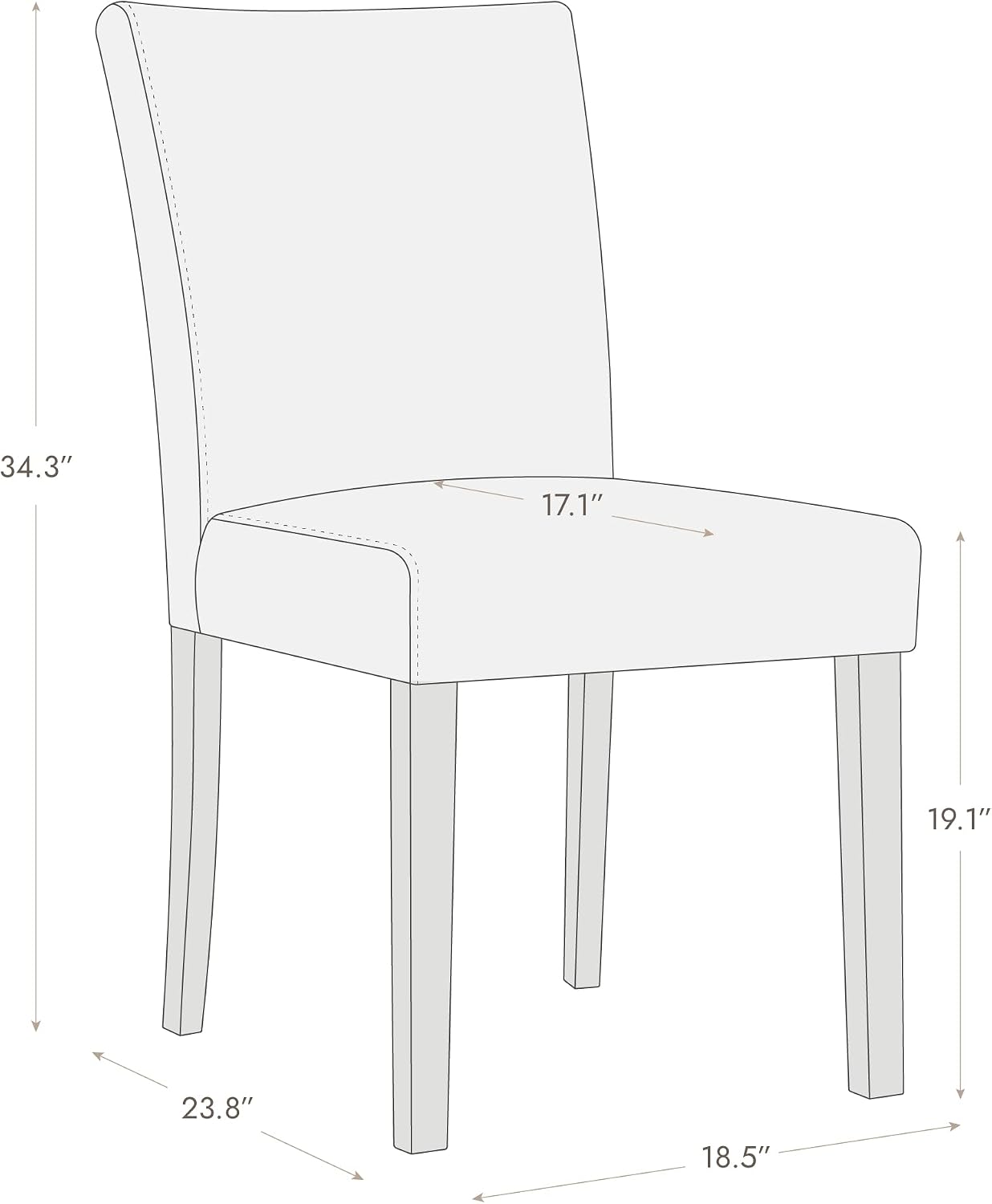 Watson & Whitely Upholstered Dining Chairs Set of 4, Fabric Armless Dining Room Chairs with Solid Wood Legs & Back Side Chair for Kitchen, Living Room, Restaurant, Gray