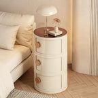 Minimal Style Bedside Table, Stylish Round Storage Cabinet, Creative Plastic Side Table with Doors, Atmospheric Multi-Layer Bathroom Storage Cabinet(White,58cm/22.8in)