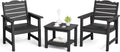 Patio Chairs Set, 3 Pieces Weatherproof HIPS Outdoor Furniture, Patio Chairs Conversation Sets with Side Table for Garden Porch Lawn & Backyard (Black)