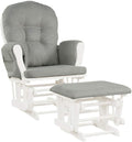 Nursery Rocking Chairs Nursery Glider Rocking Chair Wood Baby Rocker with Ottoman Cushion Upholstered Nursing Chair with Padded Arms (Light Gray)