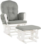 Nursery Rocking Chairs Nursery Glider Rocking Chair Wood Baby Rocker with Ottoman Cushion Upholstered Nursing Chair with Padded Arms (Light Gray)